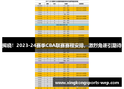 揭晓！2023-24赛季CBA联赛赛程安排，激烈角逐引期待